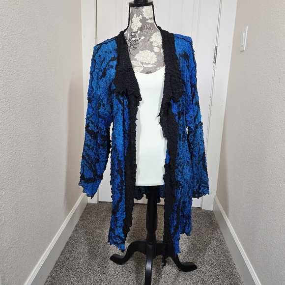 Kay Chapman Designs Origami Jacket 100% Silk Women's Medium Crinkle Cardigan - Picture 1 of 16